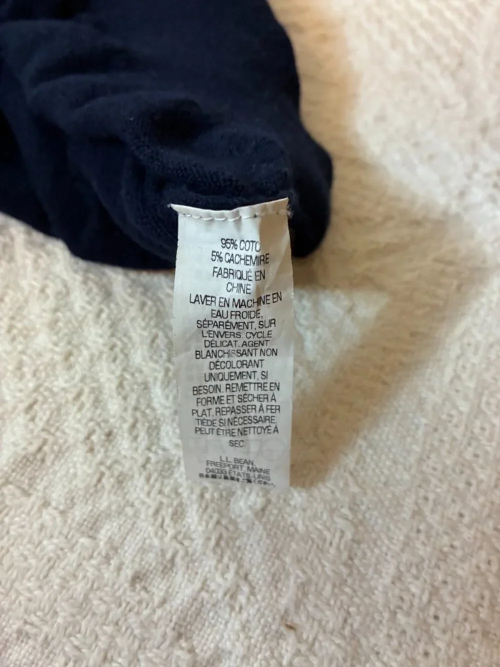 L.L. Bean Men's Large Navy Cotton Cashmere Crewneck Sweater Quiet Luxury